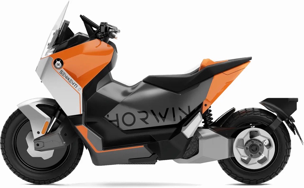 Orange and black electric motorcycle design