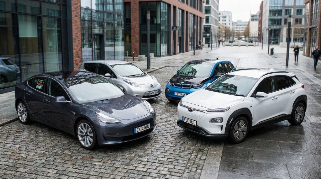 Best used electric cars in 2026 parked in an urban setting