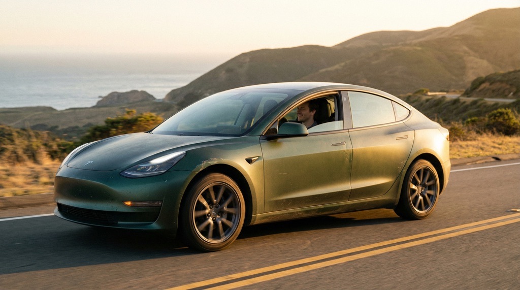 Best Used Electric Cars: Complete Buyer’s Guide (2026) 10 Used electric car driving on open road at sunset