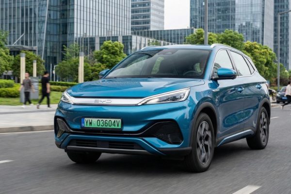 BYD Yuan Plus (Atto 3) electric SUV exterior in city driving