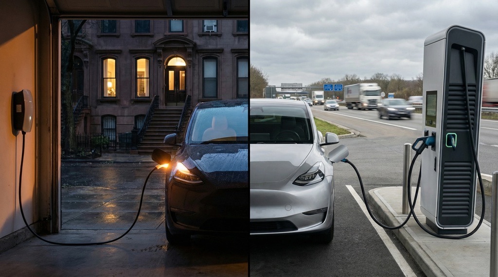 How to Properly Charge an Electric Car: Everything You Need to Know (2026 Guide) 5 Electric car charging at home versus fast charging on road trips