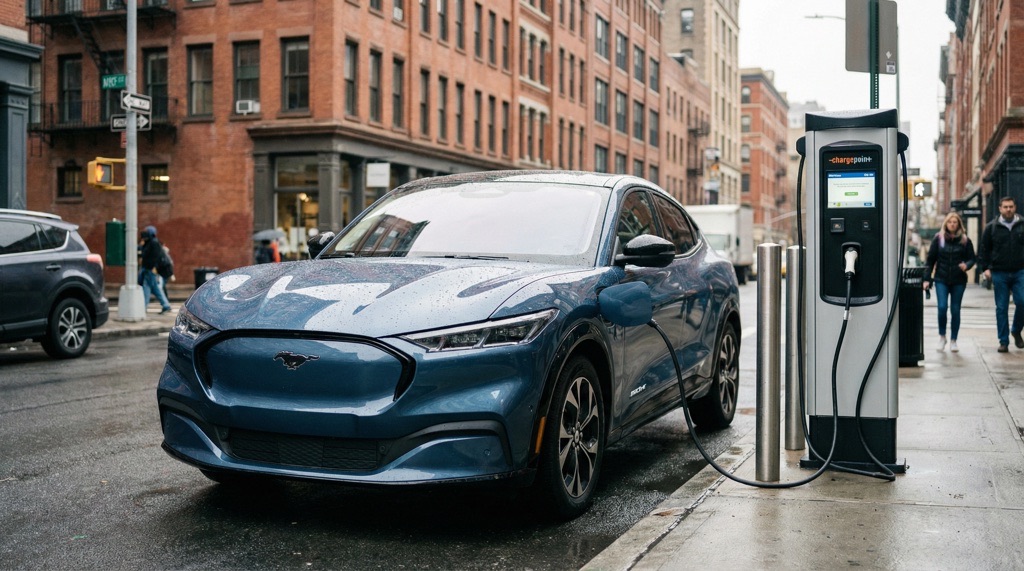 Tesla Model Y vs Ford Mustang Mach-E (2026): Range, Charging, Price & Verdict 6 Ford Mustang Mach-E DC fast charging