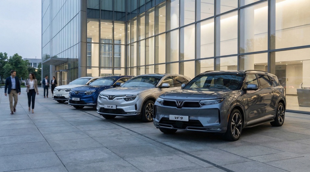 VinFast VF 9 Delivers 402 HP and 330-Mile Range in Premium EV SUV Segment 2 VinFast global electric vehicle brand lineup