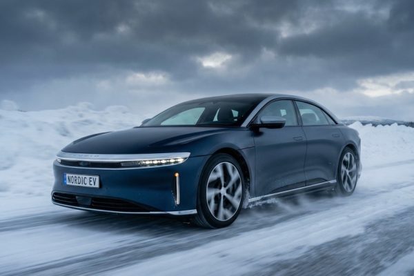 Lucid Air Grand Touring during NAF Winter Test in extreme cold
