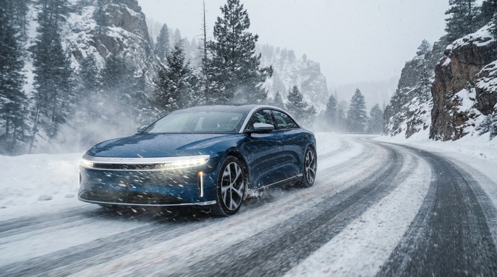Lucid Air Grand Touring winter driving performance