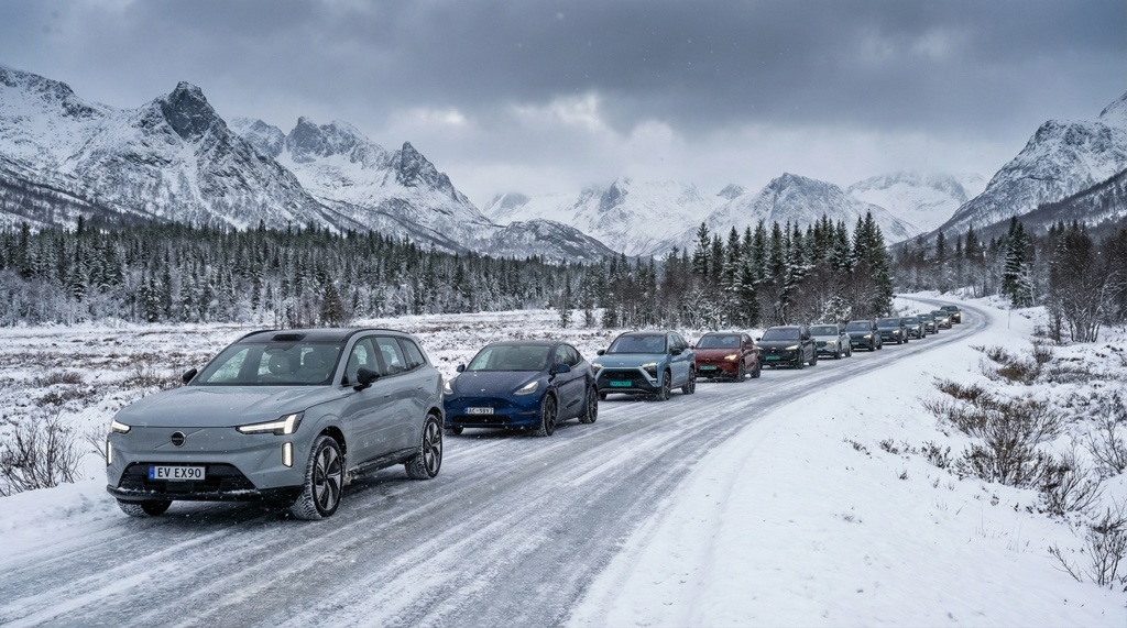 Electric vehicles during NAF Winter Test in Norway