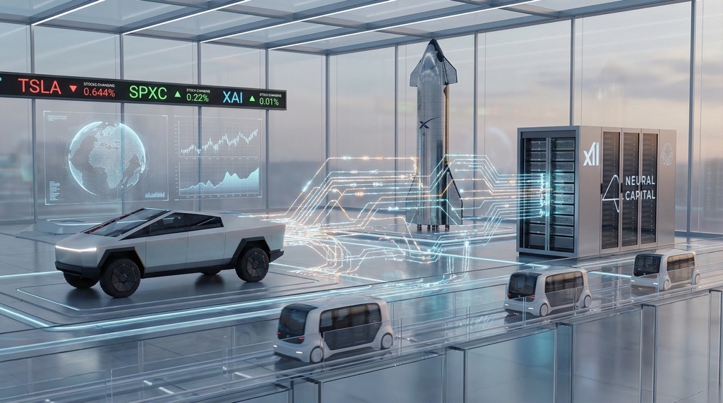 $1.5 Trillion SpaceX Valuation Drives Tesla-xAI Merger Talks Ahead of 2026 IPO 3 Investment and technology flow between SpaceX, Tesla and xAI