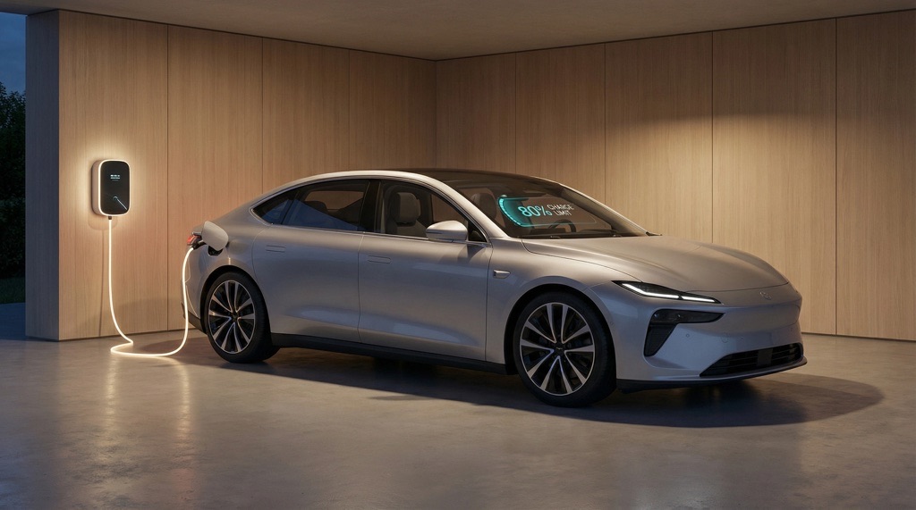 How to Properly Charge an Electric Car: Everything You Need to Know (2026 Guide) 2 Electric car charging at home with 80 percent charge limit for battery health