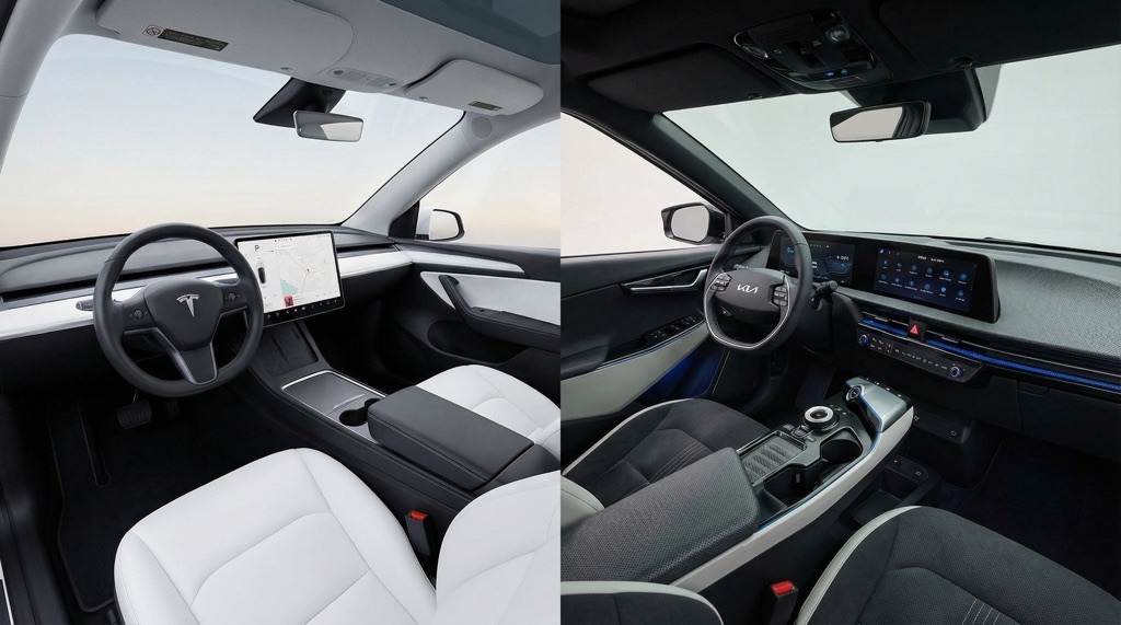 Tesla Model Y vs Kia EV6 interior comparison