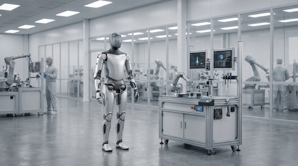 Tesla Ends Model S and X Production in Q2 2026 to Produce 1 Million Optimus Robots Yearly 4 Tesla Optimus humanoid robot inside manufacturing facility