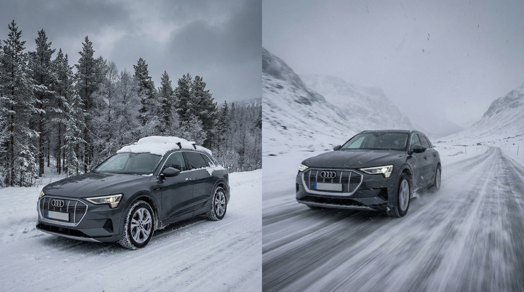 How to Increase Real-World EV Range in Winter and Summer: Everything You Need to Know (2026 Guide) 6 Electric vehicle driving in harsh winter conditions