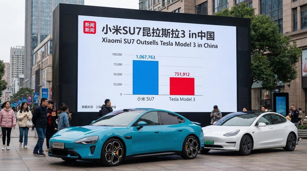 Xiaomi SU7 Outsells Tesla Model 3 in China