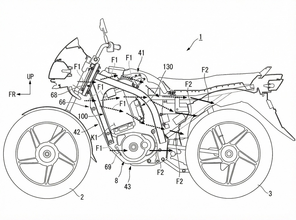 Honda's patent for an electric motorcycle