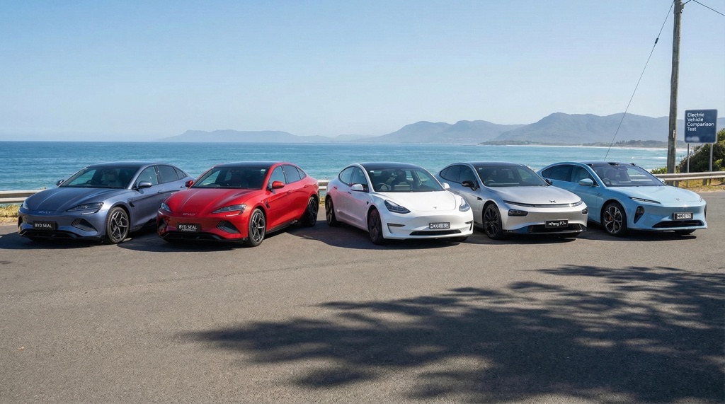 BYD Seal 08 vs BYD Seal (Perf.) vs Tesla Model 3 LR vs XPeng P7+ vs NIO ET5