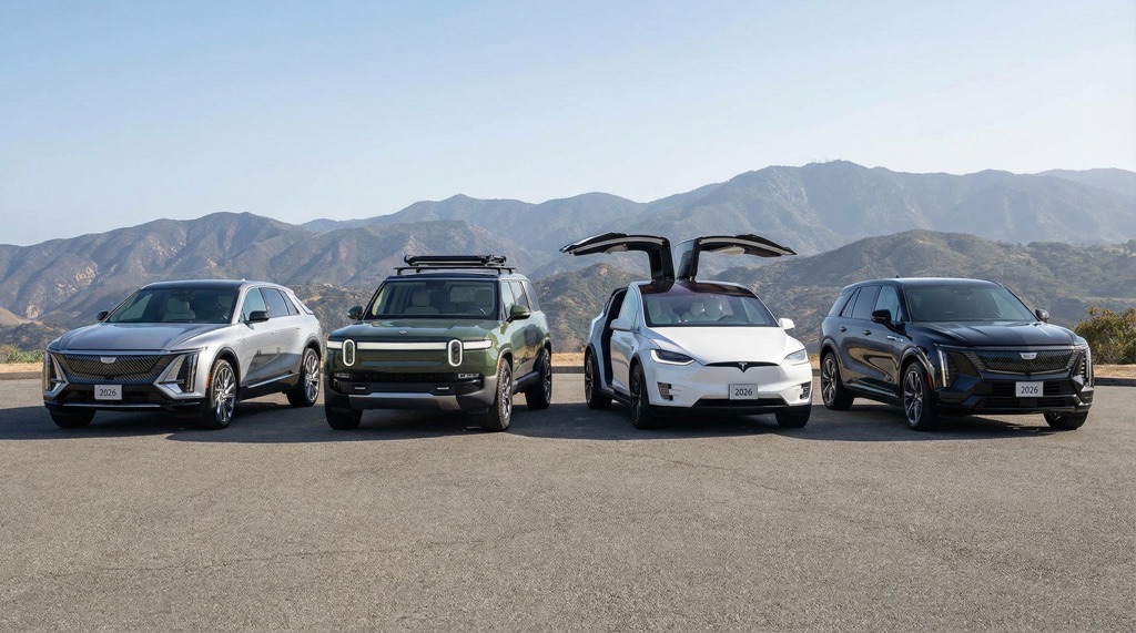 2026 Cadillac Vistiq Luxury 2026 Rivian R1S 2026 Tesla Model X 2026 Escalade IQ