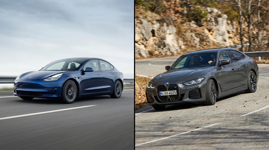 BMW i4 vs Tesla Model 3 driving dynamics