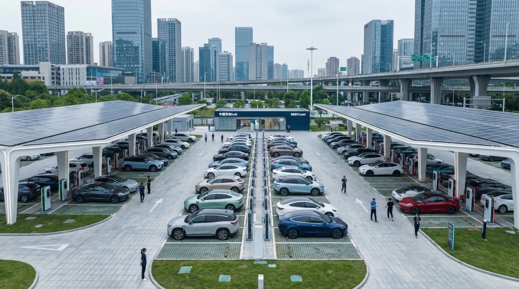 Large-scale EV charging infrastructure in China supporting millions of electric vehicles