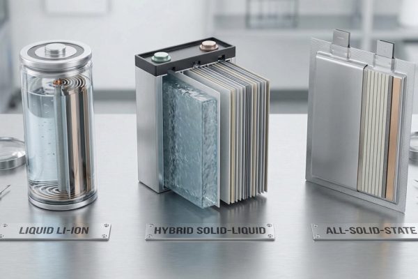 Comparison of liquid, hybrid solid-liquid, and solid-state EV battery types under new China standard
