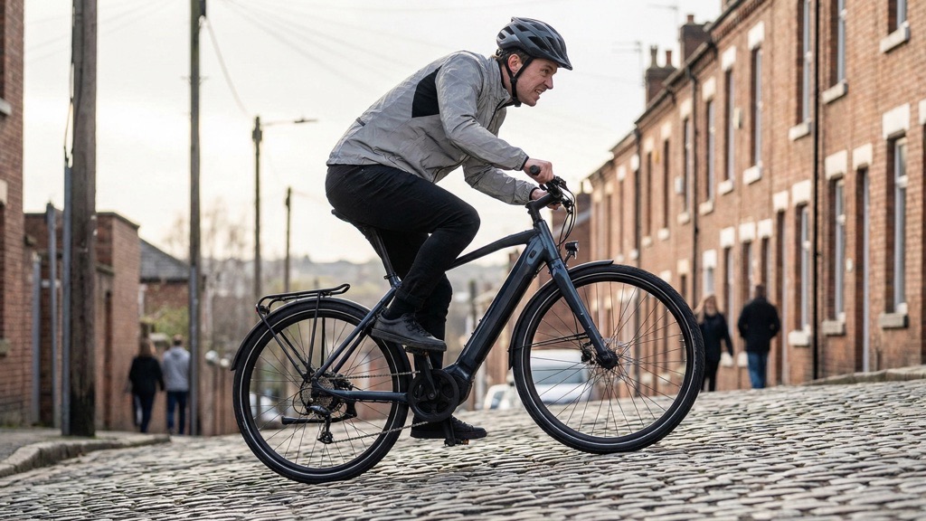 E-Bike Climbing Hill Under Load