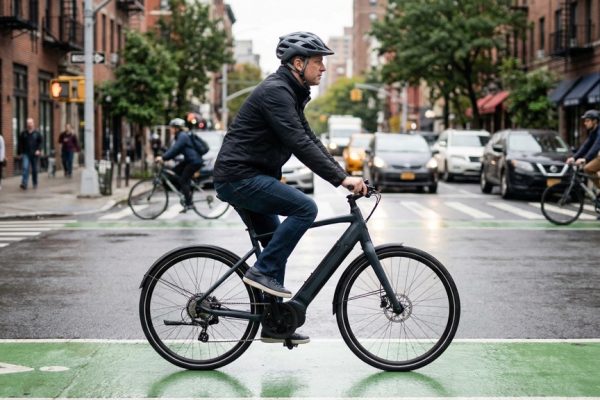 Legal pedal-assist e-bike in urban traffic