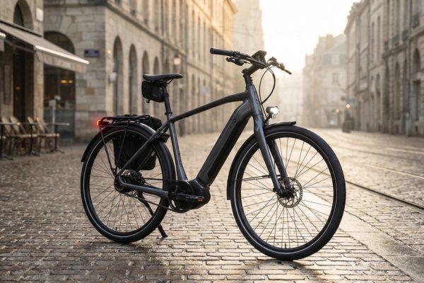 Mid-Drive Commuter Electric Bike in Urban Setting