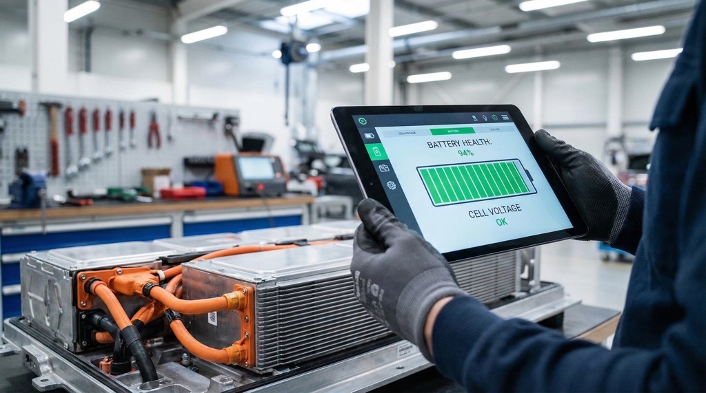 Electric vehicle battery health inspection for a used EV in the USA