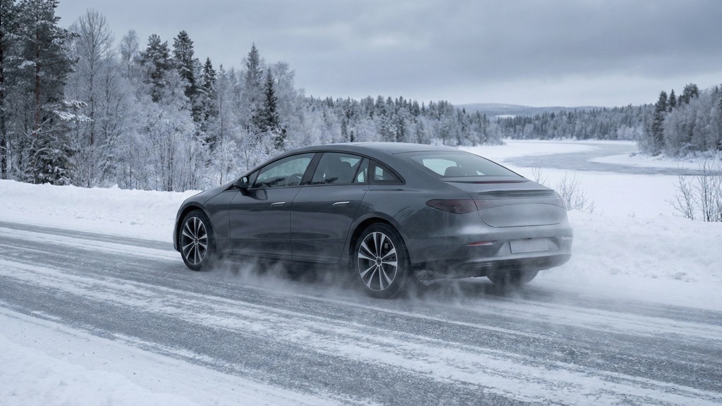 Electric Car Operating in Cold Winter Conditions