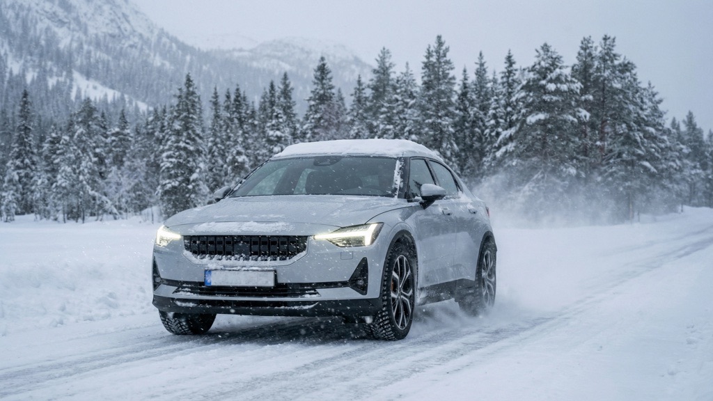 Electric Car Driving in Winter Conditions