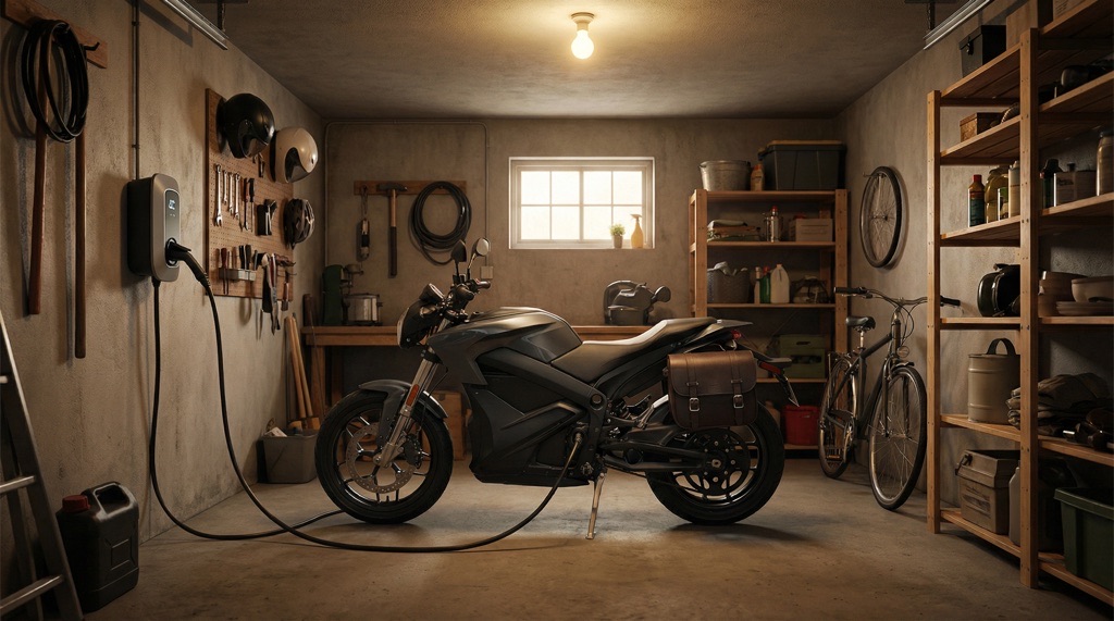 Electric motorcycle AC charging adding usable real-world riding range