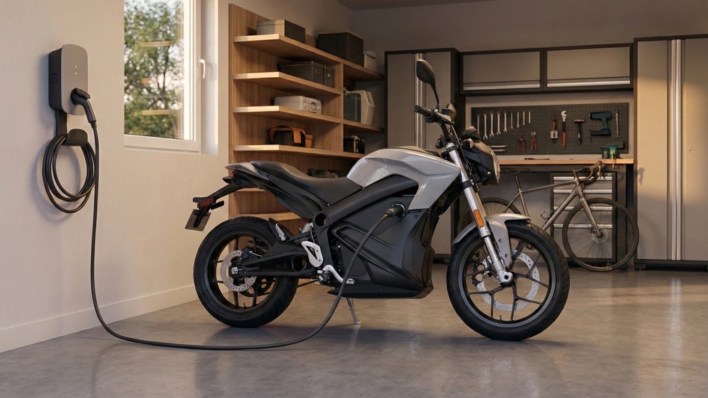 Electric vs Gas Motorcycle: Real Ownership Comparison (2026) 13 Electric Motorcycle Charging at Home