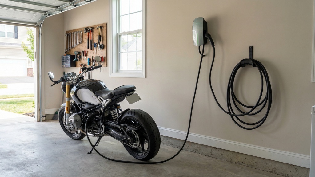 Home Level 2 electric motorcycle charging
