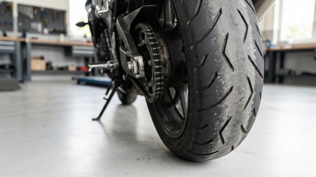 Electric Motorcycle Maintenance Costs Explained (2026): Real Ownership, Service Reality & 5-Year Cost Breakdown 5 Rear Tire and Chain Wear on Electric Motorcycle