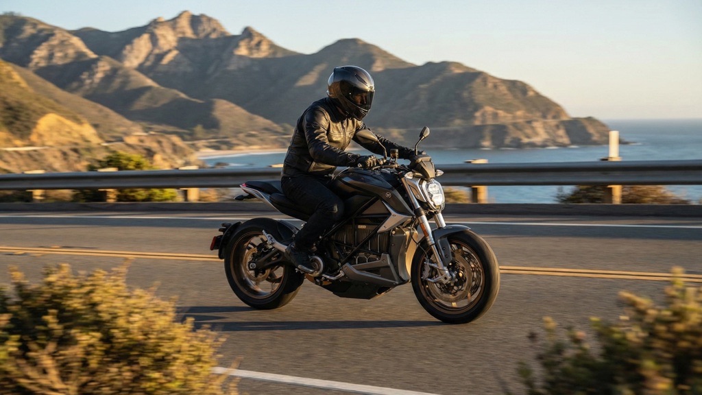 Electric Naked Bike Highway Ride