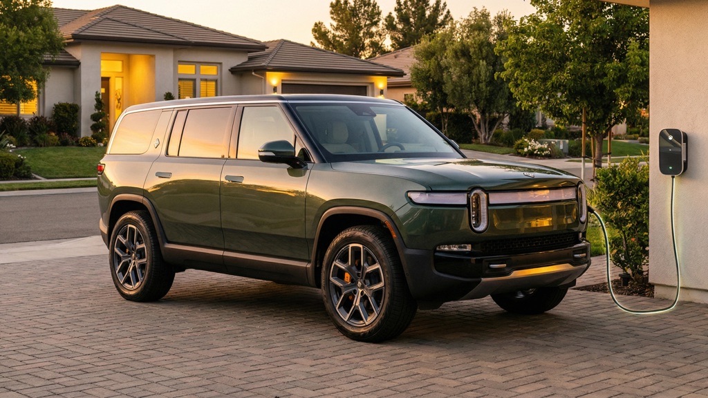Mid-Size Electric SUV Charging at Home