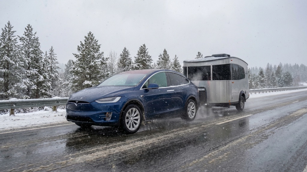 EV towing in winter conditions