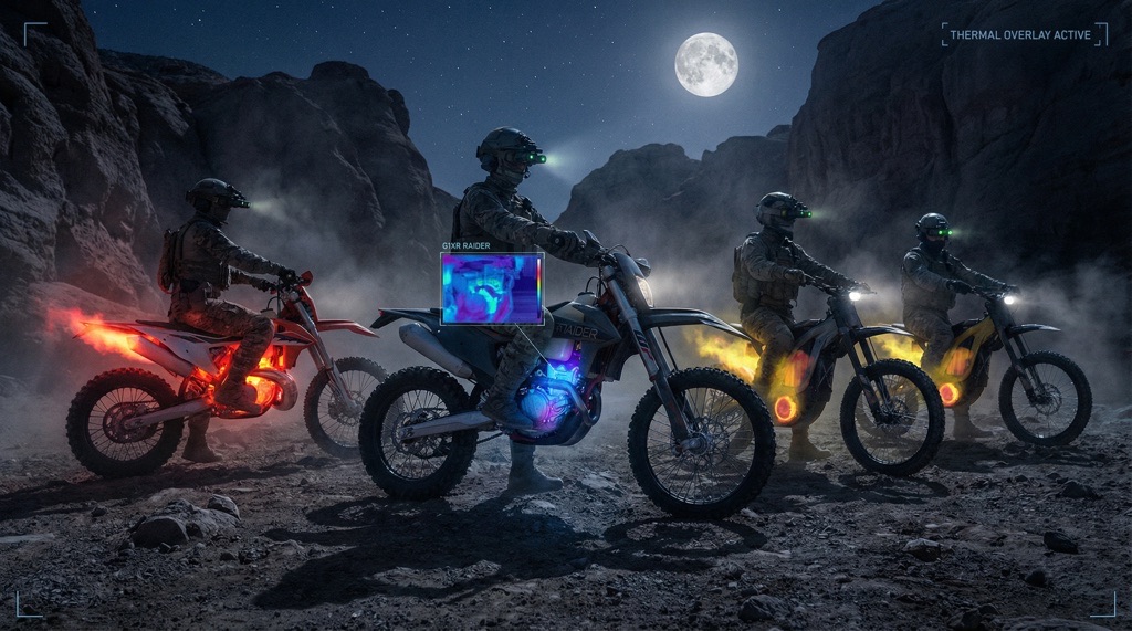 GR1T G1XR Raider Delivers 150 km Range with IR Shielding for Tactical Electric Mobility 8 Comparison of tactical and civilian electric motorcycles