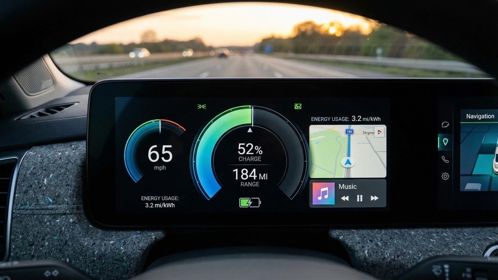 Is It Safe to Charge an Electric Car Every Day? Everything You Need to Know (2026 Guide) 7 EV Dashboard Showing Mid-Range Battery Level