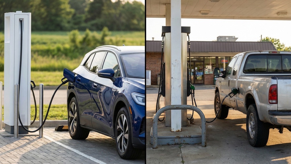 EV charging vs diesel refueling comparison