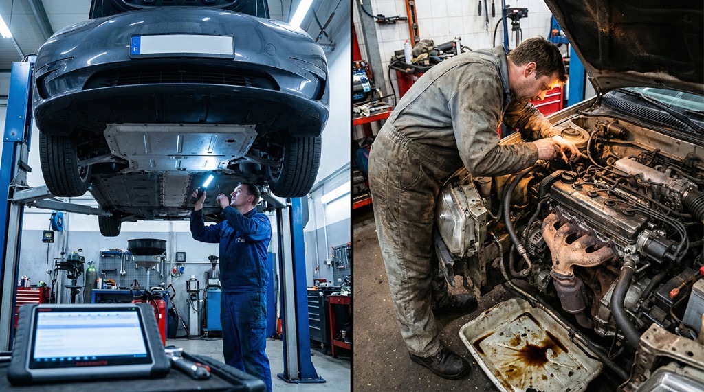 Electric car maintenance compared to gasoline car repair