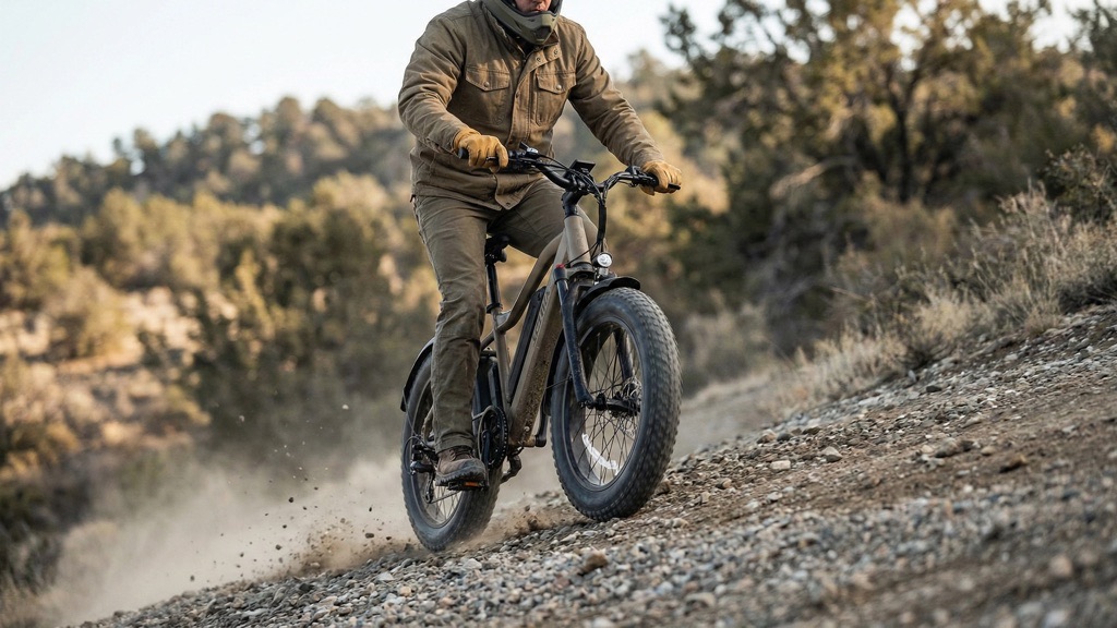 Fat Tire E-Bike Climbing Mixed Terrain