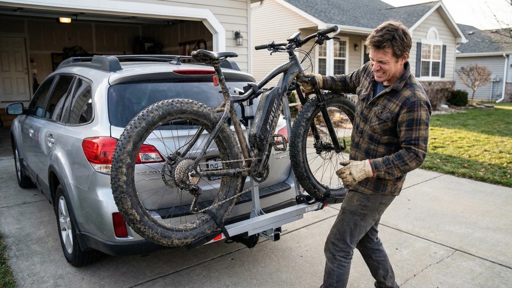 Lifting a Heavy Fat Tire E-Bike