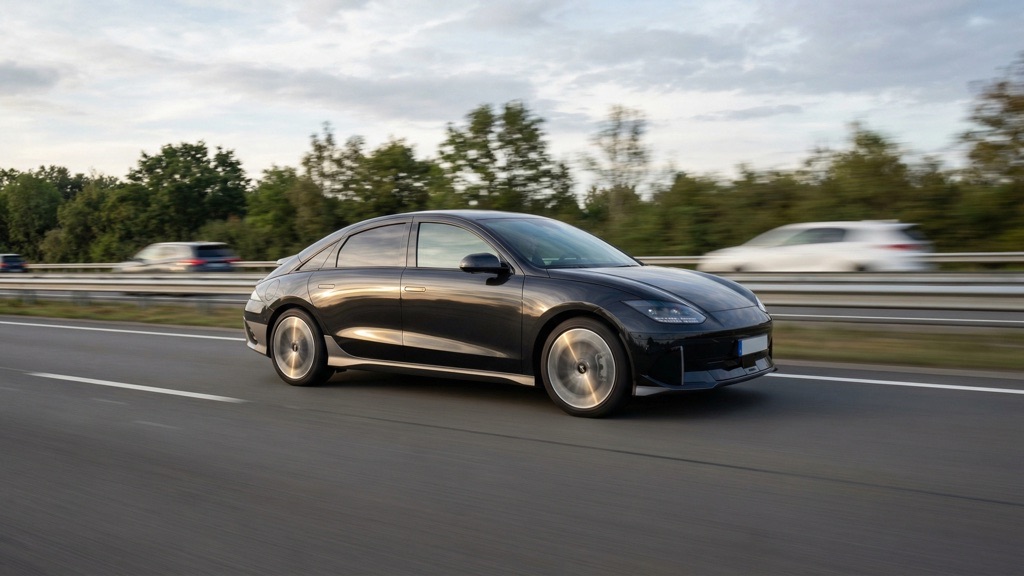Hyundai Ioniq 6 cruising on highway