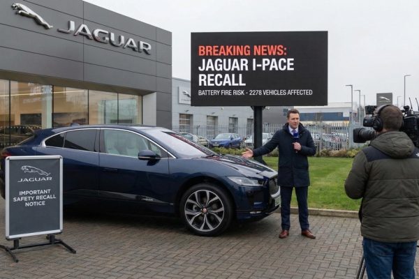 2020 Jaguar I-Pace electric SUV affected by battery fire risk recall parked outdoors