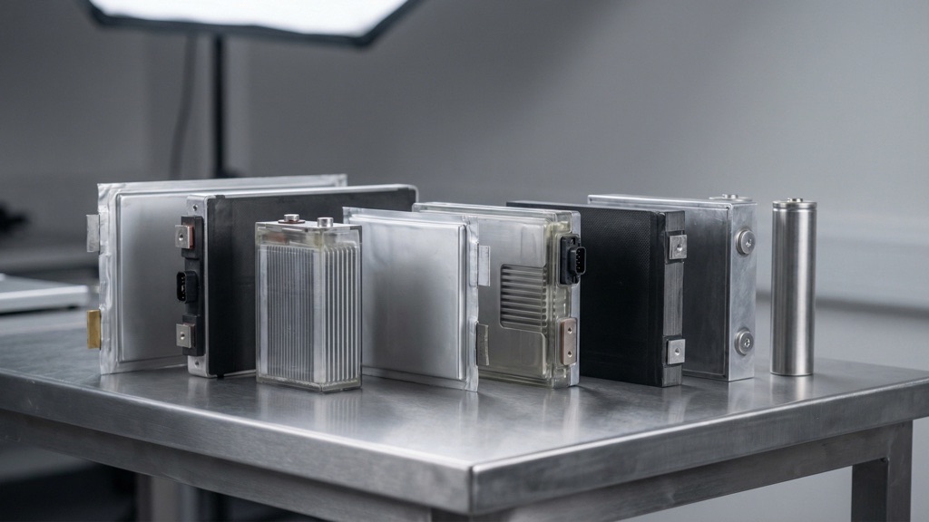 Various advanced EV battery technologies including semi-solid and ceramic designs