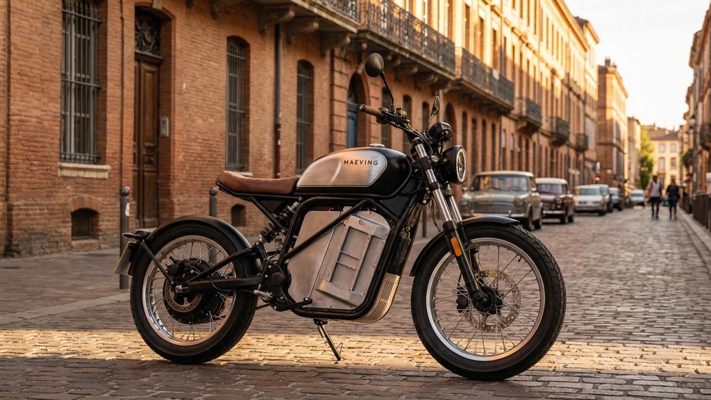 Maeving RM1 parked in city environment