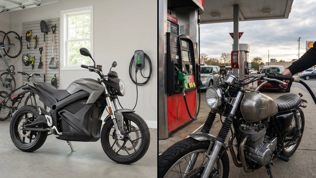 Electric vs Gas Motorcycle: Real Ownership Comparison (2026) 12 Electric Charging vs Gas Refueling