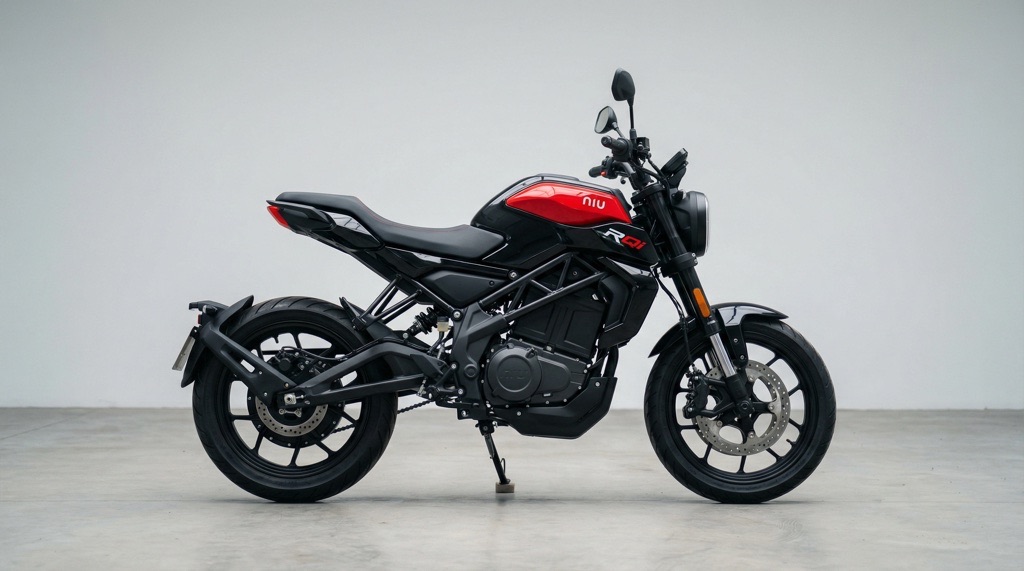 Side view of the NIU RQi Sport electric motorcycle