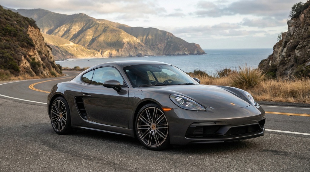 Porsche Eyes Cancellation of Electric 718 Cayman and Boxster After 7 Years and €1.8B Profit Loss 7 Porsche 718 Cayman parked on a scenic mountain road under daylight