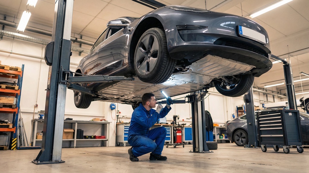 Tesla battery pack underbody inspection