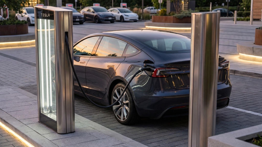 Tesla Model 3 (2026) Review: Real Highway Range, Charging Curve & Expert Verdict 10 Tesla Model 3 Charging at Supercharger